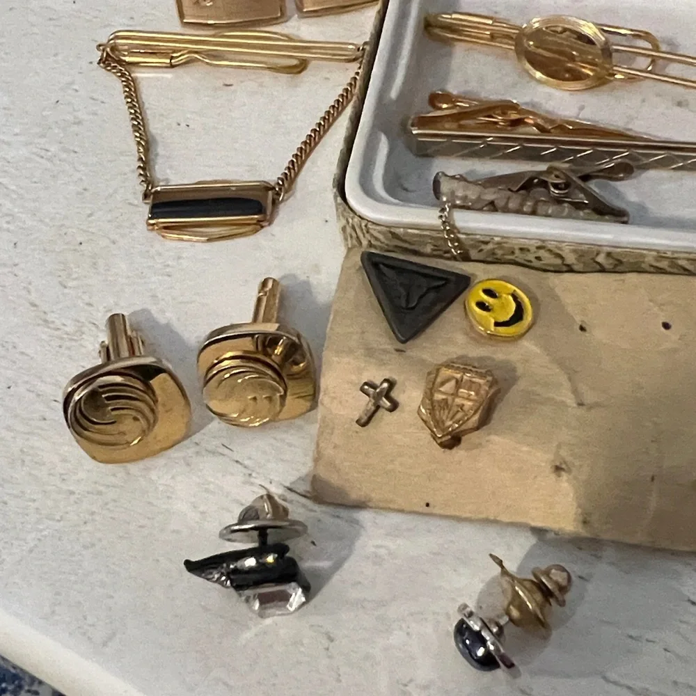 Lot mens cufflinks tie clips tacks swank unmarked